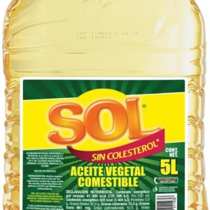 SOL Aceite Vegetal Comestible Puro, Galon de 5L.