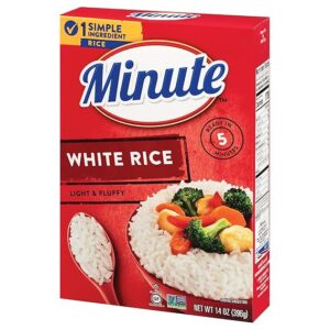 Arroz blanco Minute, arroz blanco instantáneo para cenas rápidas, caja de 14 onzas