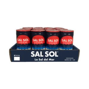 Caja sal sol bote grano fino 1 kg yodada fluorurada 12 unidades